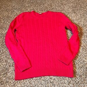 Talbots Women's Cable Knit Crewneck Sweater Extra Large XL Pink‎ Pullover